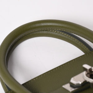 新品同様 HERMES エルメス Haut a Courroies40 オータクロア40 ハンドバッグ トワルアッシュ トゴ ヴェールヴェロネーゼ U刻印 SV金具 中古 4a003354