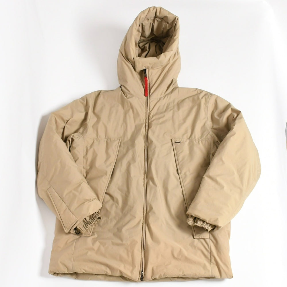 PRADA SPORT プラダスポーツ 中綿ダウンジャケット 24V3770 アウター ベージュ GORE-TEX ゴアテックス コート 52サイズ ブロンズ金具 良品 中古 4a004435