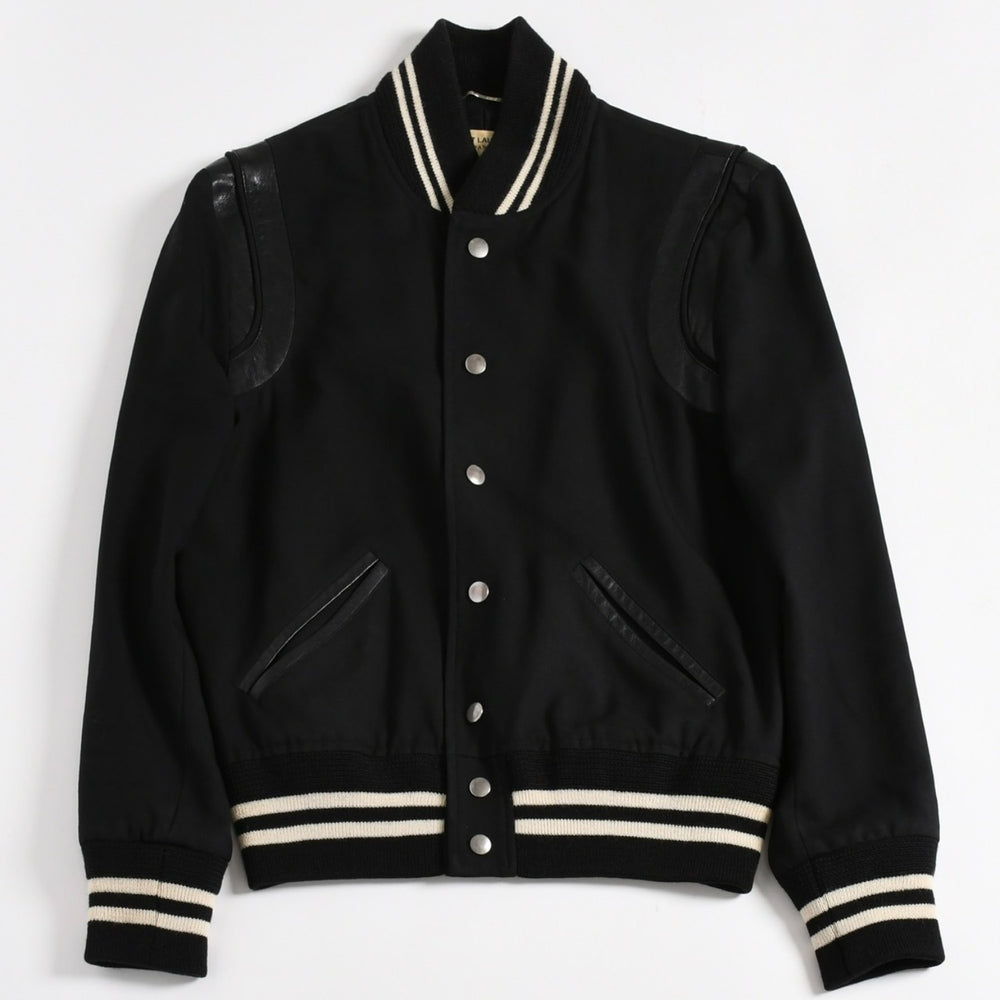 SAINT LAURENT PARIS サンローランパリ テディジャケット ウール ブルゾン 343745 ブラック ホワイト サイズ44 美品 中古 4a004298