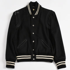 SAINT LAURENT PARIS サンローランパリ テディジャケット ウール ブルゾン 343745 ブラック ホワイト サイズ44 美品 中古 4a004298