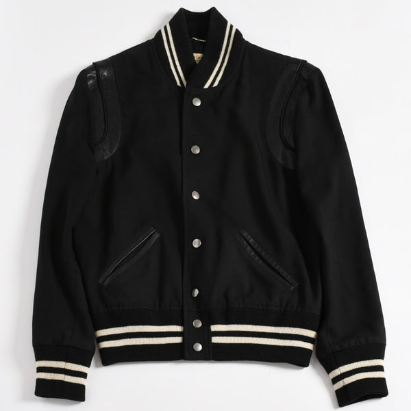 SAINT LAURENT PARIS サンローランパリ テディジャケット ウール ブルゾン 343745 ブラック ホワイト サイズ44 美品 中古 4a004298