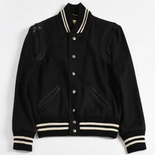 画像をギャラリービューアに読み込む, SAINT LAURENT PARIS サンローランパリ テディジャケット ウール ブルゾン 343745 ブラック ホワイト サイズ44 美品 中古 4a004298