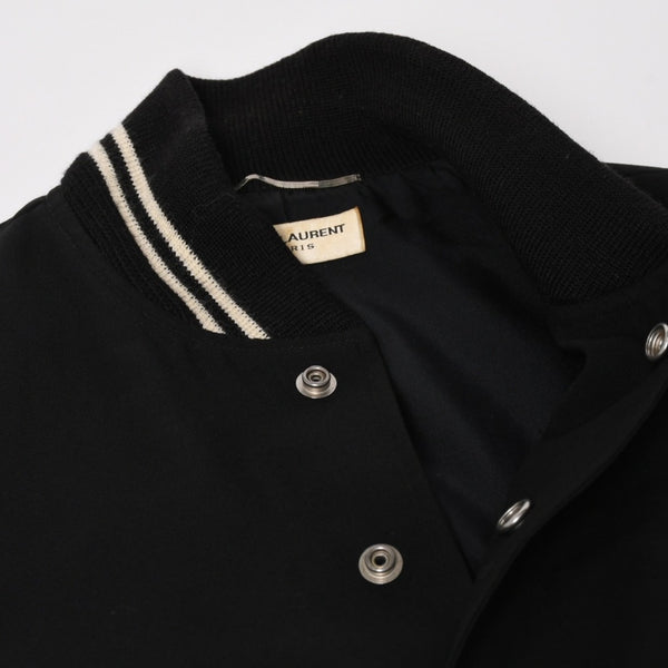 SAINT LAURENT PARIS サンローランパリ テディジャケット ウール ブルゾン 343745 ブラック ホワイト サイズ44 美品 中古 4a004298