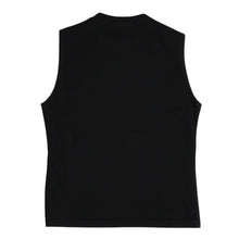 Load image into Gallery viewer, Christian Dior クリスチャンディオール デニムロゴ ノースリーブ タンクトップ ガリアーノ期 3P16155302 デニム生地 フリンジ Y2K ブラック 42サイズ 美品 中古 4a004088