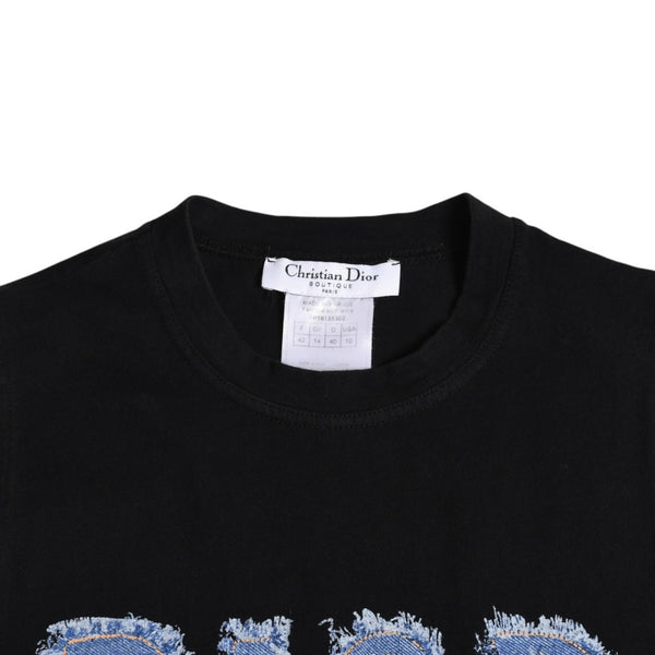 Christian Dior クリスチャンディオール デニムロゴ ノースリーブ タンクトップ ガリアーノ期 3P16155302 デニム生地 フリンジ Y2K ブラック 42サイズ 美品 中古 4a004088