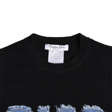 Load image into Gallery viewer, Christian Dior クリスチャンディオール デニムロゴ ノースリーブ タンクトップ ガリアーノ期 3P16155302 デニム生地 フリンジ Y2K ブラック 42サイズ 美品 中古 4a004088