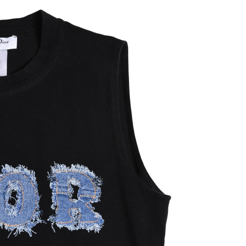 Christian Dior Denim Logo Sleeveless Tank Top Galliano Period 3P16155302 Denim Fabric Fringe Y2K Black Size 42 Good Condition Used 4a004088