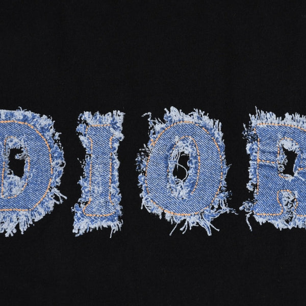 Christian Dior クリスチャンディオール デニムロゴ ノースリーブ タンクトップ ガリアーノ期 3P16155302 デニム生地 フリンジ Y2K ブラック 42サイズ 美品 中古 4a004088