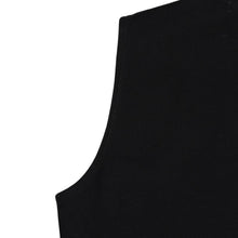 Load image into Gallery viewer, Christian Dior クリスチャンディオール デニムロゴ ノースリーブ タンクトップ ガリアーノ期 3P16155302 デニム生地 フリンジ Y2K ブラック 42サイズ 美品 中古 4a004088