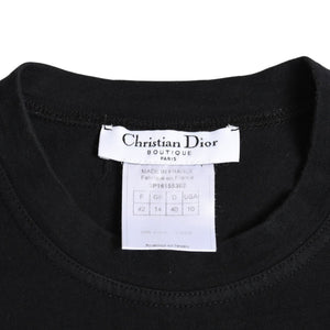 Christian Dior クリスチャンディオール デニムロゴ ノースリーブ タンクトップ ガリアーノ期 3P16155302 デニム生地 フリンジ Y2K ブラック 42サイズ 美品 中古 4a004088