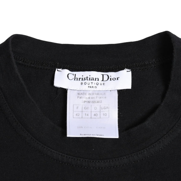 Christian Dior クリスチャンディオール デニムロゴ ノースリーブ タンクトップ ガリアーノ期 3P16155302 デニム生地 フリンジ Y2K ブラック 42サイズ 美品 中古 4a004088