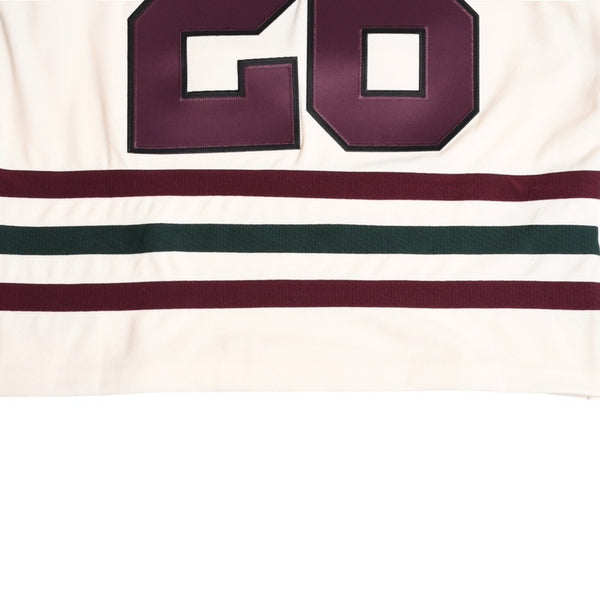 Very good condition Mitchell&Ness Mitchell &amp; Ness JUST DON Chicago BlackHawks Jersey Hoodie, Ivory, Size M, Used, 4a002314