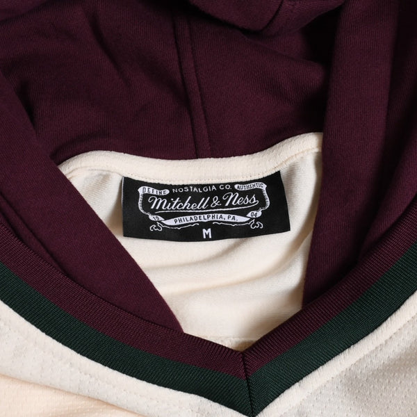 Very good condition Mitchell&Ness Mitchell &amp; Ness JUST DON Chicago BlackHawks Jersey Hoodie, Ivory, Size M, Used, 4a002314