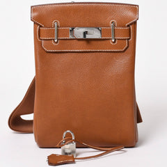 Like new Hermes Akkad PM U engraved one shoulder bag Barenia Faubourg New model Silver hardware Used 4a004004