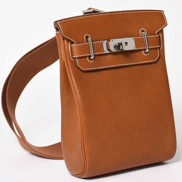 Like new Hermes Akkad PM U engraved one shoulder bag Barenia Faubourg New model Silver hardware Used 4a004004