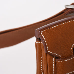 Like new Hermes Akkad PM U engraved one shoulder bag Barenia Faubourg New model Silver hardware Used 4a004004