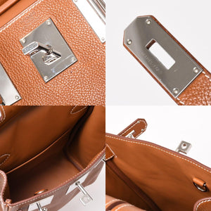 Like new Hermes Akkad PM U engraved one shoulder bag Barenia Faubourg New model Silver hardware Used 4a004004