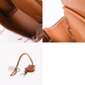 Like new Hermes Akkad PM U engraved one shoulder bag Barenia Faubourg New model Silver hardware Used 4a004004