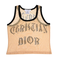Very Good Condition Christian Dior Gothic Logo Mesh Tank Top 40 Size Sheer Mesh Galliano Period 2002SS Gothic Font Used 4a003831