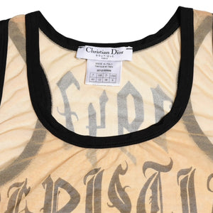 Very Good Condition Christian Dior Gothic Logo Mesh Tank Top 40 Size Sheer Mesh Galliano Period 2002SS Gothic Font Used 4a003831