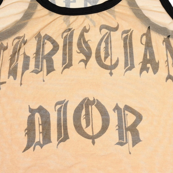 Very Good Condition Christian Dior Gothic Logo Mesh Tank Top 40 Size Sheer Mesh Galliano Period 2002SS Gothic Font Used 4a003831