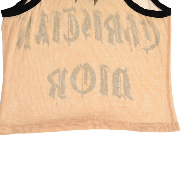 Very Good Condition Christian Dior Gothic Logo Mesh Tank Top 40 Size Sheer Mesh Galliano Period 2002SS Gothic Font Used 4a003831