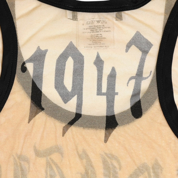 Very Good Condition Christian Dior Gothic Logo Mesh Tank Top 40 Size Sheer Mesh Galliano Period 2002SS Gothic Font Used 4a003831