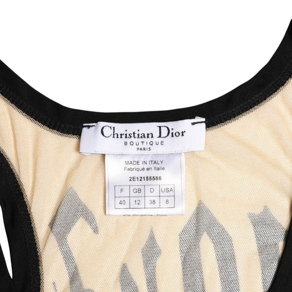 Very Good Condition Christian Dior Gothic Logo Mesh Tank Top 40 Size Sheer Mesh Galliano Period 2002SS Gothic Font Used 4a003831