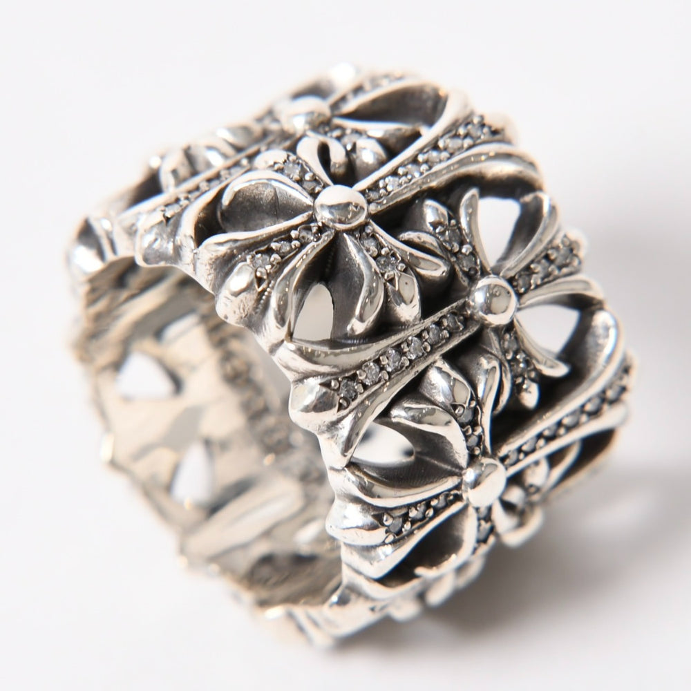 Very good condition CHROME HEARTS CEMETERY P/D Cemetery Cross Pave Diamond Ring Genuine Weight approx. 31.36g Size 25 Used 4a003567