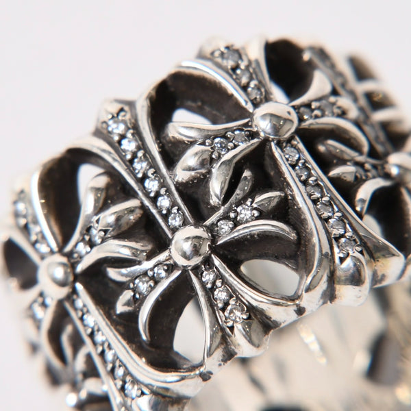 極美品 CHROME HEARTS クロムハーツ CEMETERY P/D セメタリークロス パヴェダイヤリング アフターダイヤ 重量約34.61g サイズ28.5号 中古 4a007061