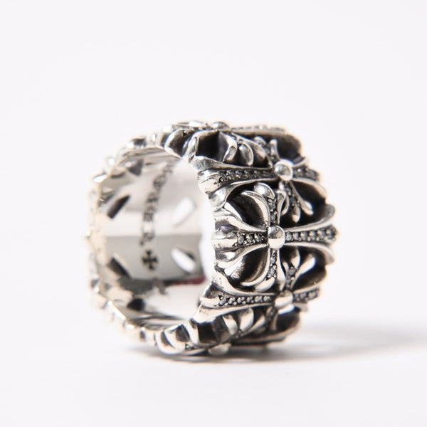 極美品 CHROME HEARTS クロムハーツ CEMETERY P/D セメタリークロス パヴェダイヤリング アフターダイヤ 重量約34.61g サイズ28.5号 中古 4a007061