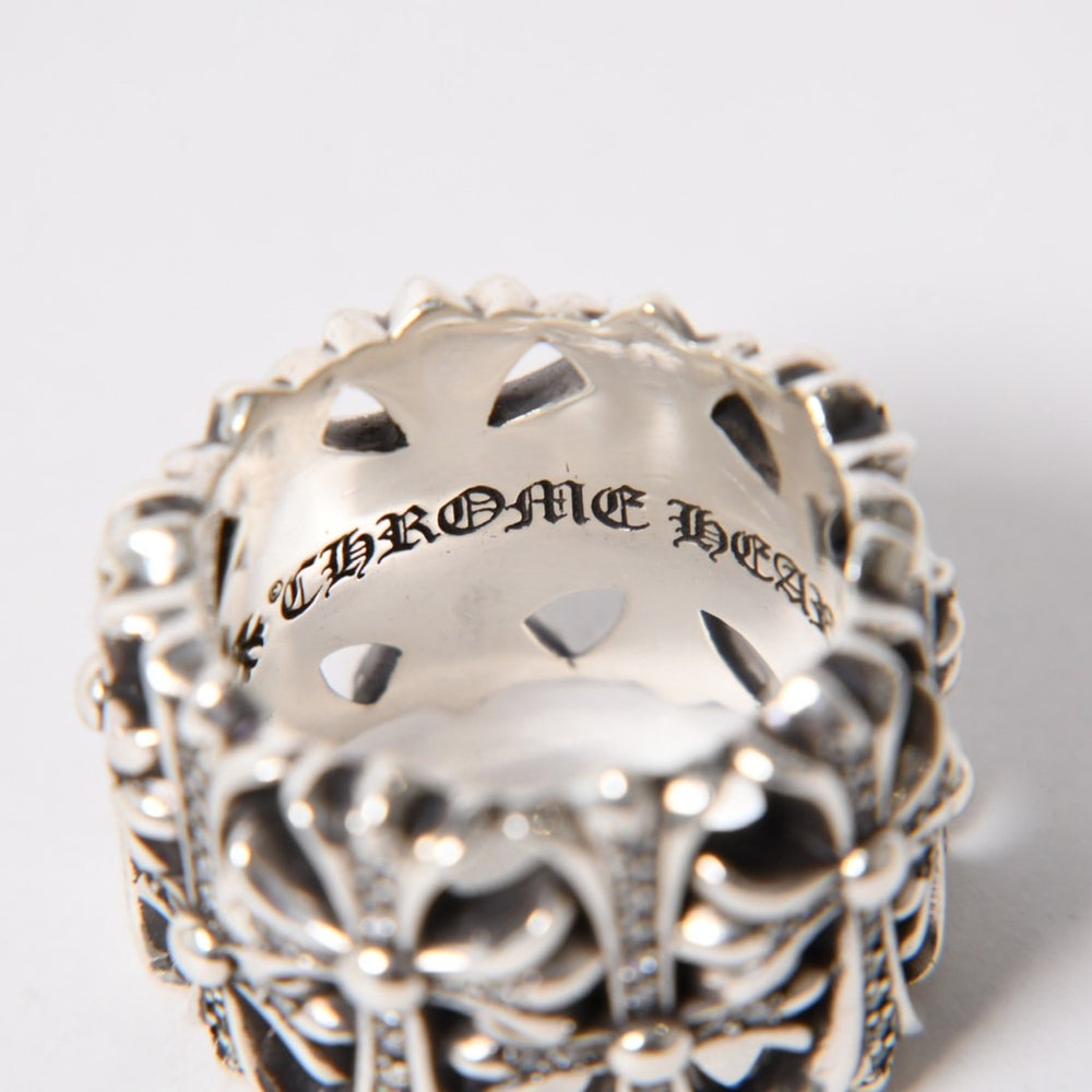 極美品 CHROME HEARTS クロムハーツ CEMETERY P/D セメタリークロス パヴェダイヤリング アフターダイヤ 重量約34.61g サイズ28.5号 中古 4a007061