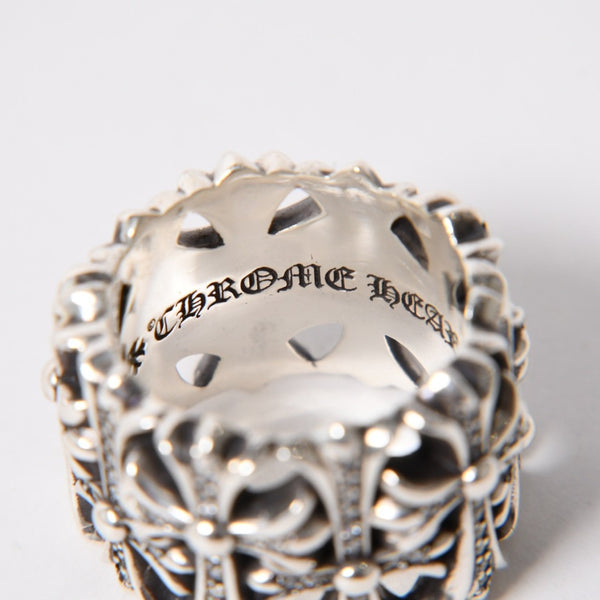 極美品 CHROME HEARTS クロムハーツ CEMETERY P/D セメタリークロス パヴェダイヤリング アフターダイヤ 重量約34.61g サイズ28.5号 中古 4a007061