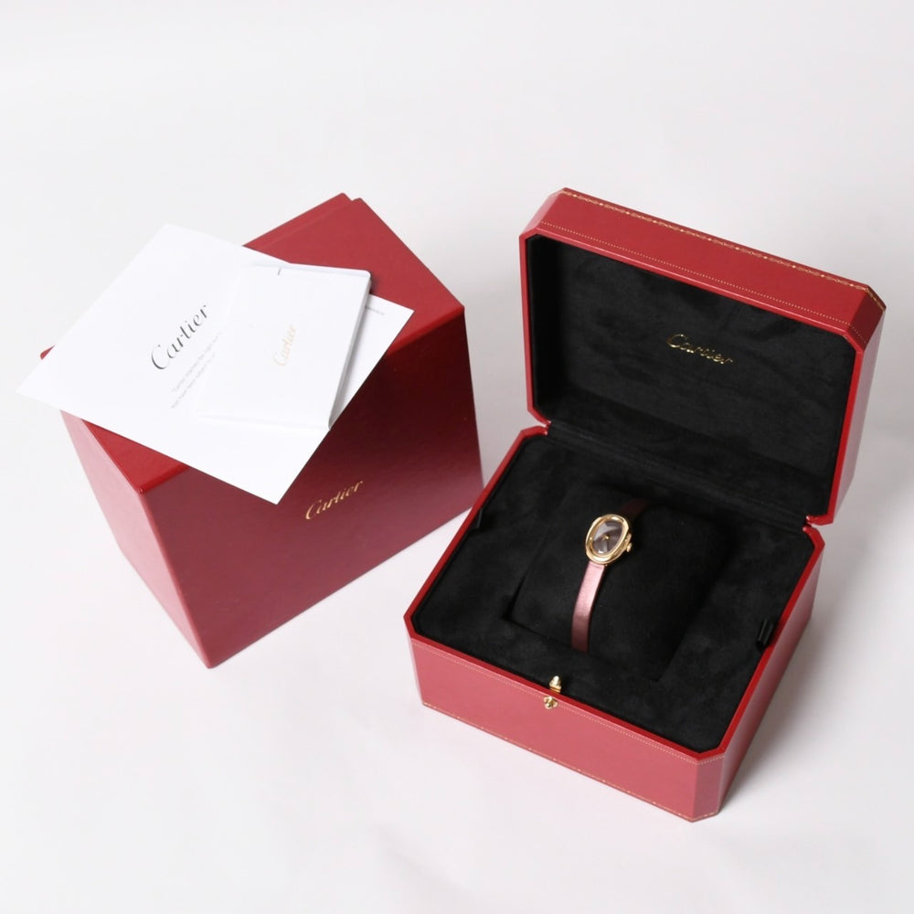 新品未使用 CARTIER カルティエ Baignoire Mini ベニュワール ミニ 腕時計 WGBA0032 重量25.44g ブラウン文字盤 K18YG QZ 中古 4a003353