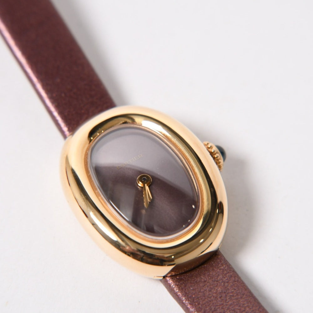 New and unused CARTIER Baignoire Mini watch WGBA0032 Weight 25.44g Brown dial K18YG QZ Used 4a003353