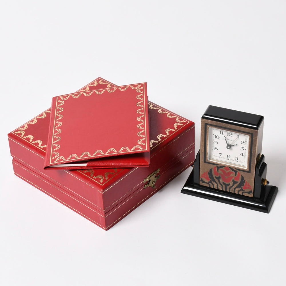 CARTIER カルティエ アールデコ バスキュラント クロック 置き時計 W0100007 不動 白文字盤 QZ GP ゴールド ブラック 良品 中古 4a003105