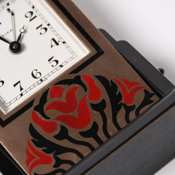 CARTIER カルティエ アールデコ バスキュラント クロック 置き時計 W0100007 不動 白文字盤 QZ GP ゴールド ブラック 良品 中古 4a003105
