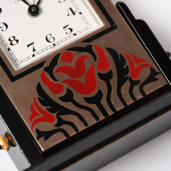 CARTIER カルティエ アールデコ バスキュラント クロック 置き時計 W0100007 不動 白文字盤 QZ GP ゴールド ブラック 良品 中古 4a003105