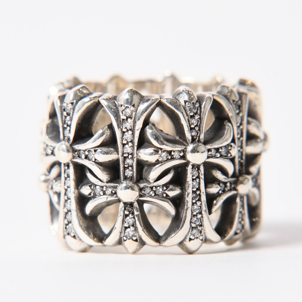Very good condition CHROME HEARTS CEMETERY P/D Cemetery Cross Pave Diamond Ring Genuine Weight approx. 31.36g Size 25 Used 4a003567