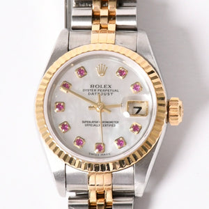 極美品 ROLEX ロレックス Datejust デイトジャスト 26mm 腕時計 79173NGR 重量57.63g 自動巻 SS/18KYG ルビー 白蝶貝文字盤 中古 4a003446