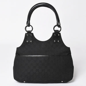 GUCCI グッチ GGキャンバスショルダーバッグ ハンドバッグ ワンショルダー GGキャンバス 132260 ブラック シルバー金具 美品 中古 4a003515
