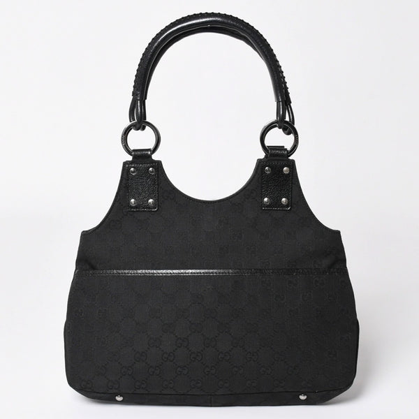 GUCCI グッチ GGキャンバスショルダーバッグ ハンドバッグ ワンショルダー GGキャンバス 132260 ブラック シルバー金具 美品 中古 4a003515