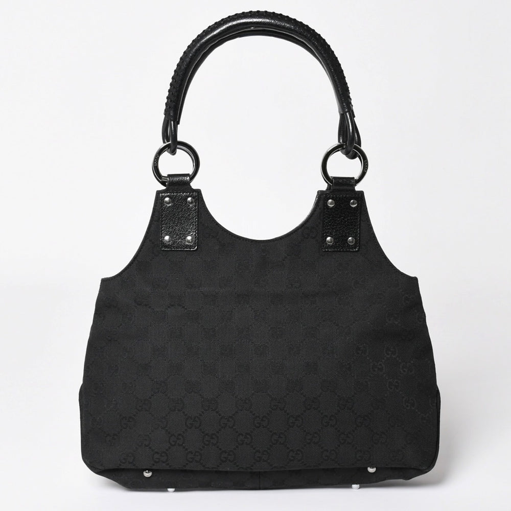 GUCCI グッチ GGキャンバスショルダーバッグ ハンドバッグ ワンショルダー GGキャンバス 132260 ブラック シルバー金具 美品 中古 4a003515