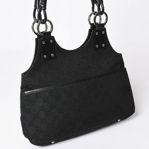 GUCCI グッチ GGキャンバスショルダーバッグ ハンドバッグ ワンショルダー GGキャンバス 132260 ブラック シルバー金具 美品 中古 4a003515