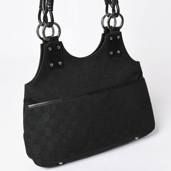GUCCI グッチ GGキャンバスショルダーバッグ ハンドバッグ ワンショルダー GGキャンバス 132260 ブラック シルバー金具 美品 中古 4a003515