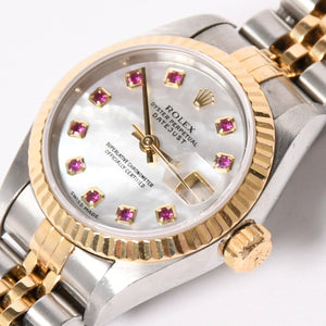 極美品 ROLEX ロレックス Datejust デイトジャスト 26mm 腕時計 79173NGR 重量57.63g 自動巻 SS/18KYG ルビー 白蝶貝文字盤 中古 4a003446