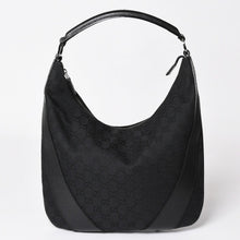 Load image into Gallery viewer, GUCCI グッチ GGキャンバスワンショルダーバッグ ホーボー ハンドバッグ ブラックレザー 124357 美品 中古 4a003512