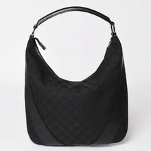 Load image into Gallery viewer, GUCCI グッチ GGキャンバスワンショルダーバッグ ホーボー ハンドバッグ ブラックレザー 124357 美品 中古 4a003512