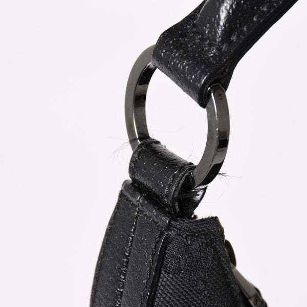 GUCCI グッチ GGキャンバスワンショルダーバッグ ホーボー ハンドバッグ ブラックレザー 124357 美品 中古 4a003512