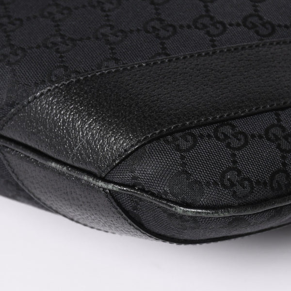 GUCCI グッチ GGキャンバスワンショルダーバッグ ホーボー ハンドバッグ ブラックレザー 124357 美品 中古 4a003512